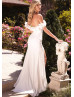 Ivory Satin Side Slit Elegant Wedding Dress